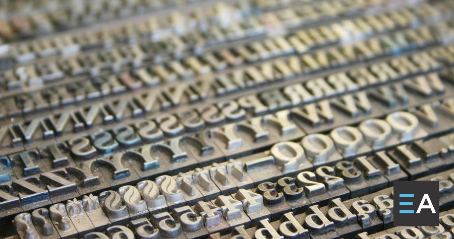 A traditional typesetter's case of letters