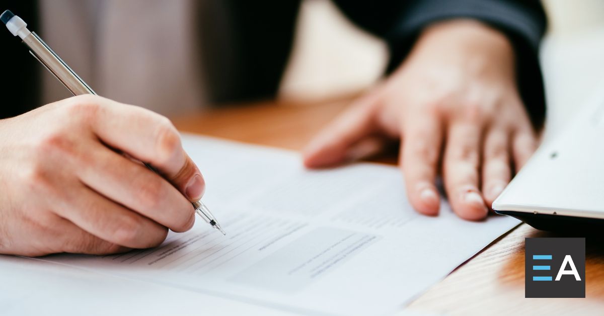 A person signing a contract