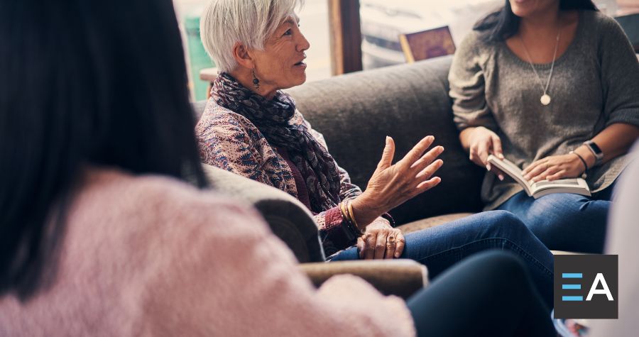 A group of people having an active discussion