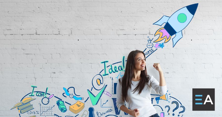 A person standing in front of a wall decorated with a painted rocket ship