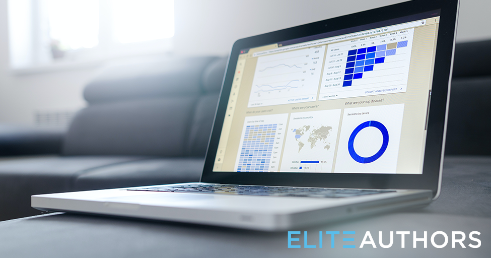 open laptop with graphs and charts