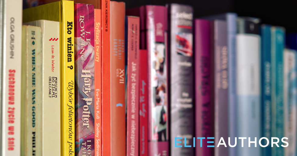 book shelf of colorful books